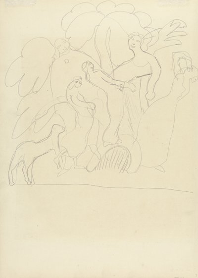Study of Worshippers and Dancers with Calf, for the Cave of the Golden Calf by Spencer Frederick Gore